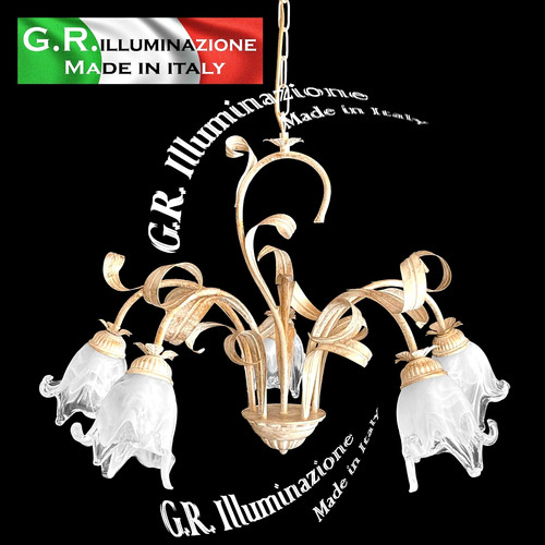 Lampadario ferro battuto 5 - lampadario,