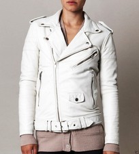 Giacca di pelle bianca donna