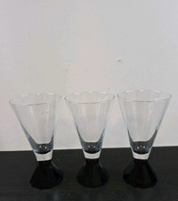 Luminarc France Set di 3 bicchieri da vino con base esagonale nera MCM Art Decò 