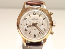 OROLOGIO DA UOMO CRONOGRAFO MECCANICO VINTAGE RARO LUSSO SVIZZERO PLACCATO ORO "DILECTA"