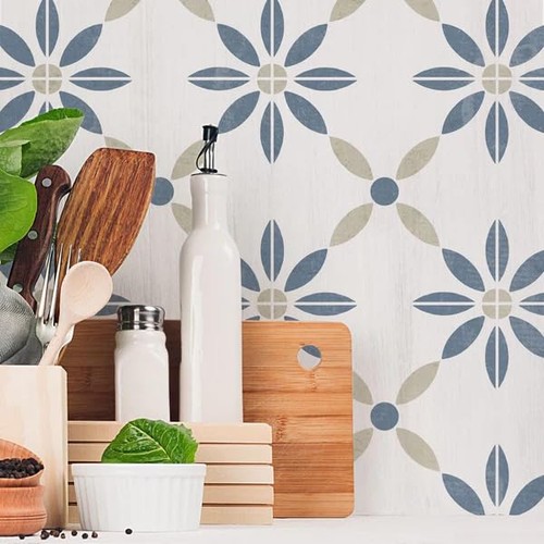 Stencil pittura parete fiori - pittura,