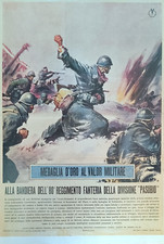 Copia riproduzione locandina medaglia d'oro divisione Pasubio fascismo