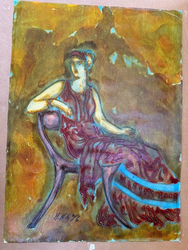Quadro olio cartoncino vestale - olio,