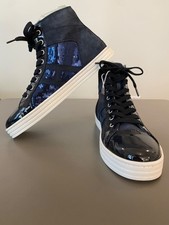 Sneakers alte Hogan Rebel taglia EUR 38,5/US 7,5 blu navy vernice pelle