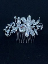 Pettine gioiello per acconciatura sposa o cerimonia color argento.