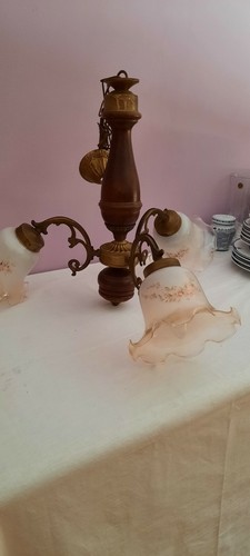 Lampadario bracci in legno - a,