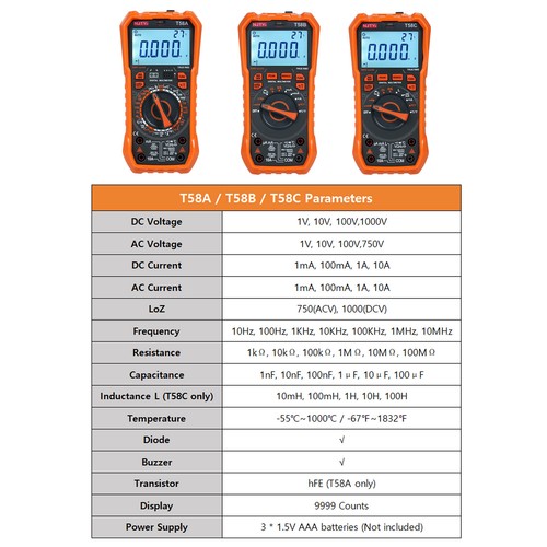 Multimetro digitale t58b con - multimetro,
