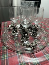 Bicchieri e Vassoio in cristallo e argento vintage.