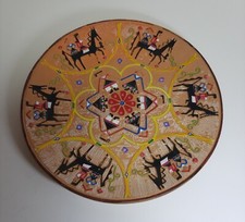 Vecchio Grande Piatto Sardo Donna Cavallo Sardegna cm 28 Stile Loddo Melis