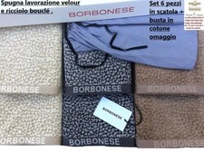 SET SPUGNE BORBONESE COMPLETO 6 PEZZI , 3 TELI VISO + 3 TELI OSPITI IN SCATOLA