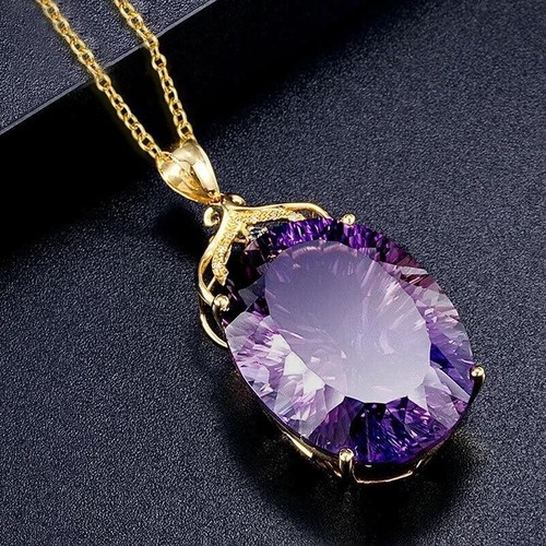 Collana oro con - pietra, viola