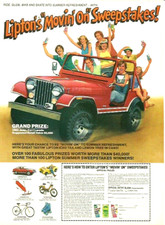 1980 Lipton Tea Jeep CJ-7 Laredo "Sweepstakes" vintage print ad advertisement