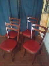 sedie vintage legno e seduta in rosso scuro anni70 in buone condizioni,4 unità 