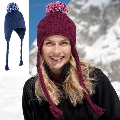 Cuffia con pompon treccine - pompon,