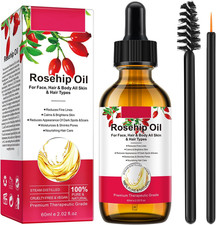 Olio Di Rosa Mosqueta 60ML Rosehip Seed Oil per Antirughe, Ridurre Cicatrici & R
