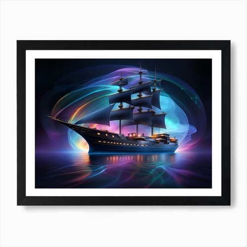 Nave nel mare stampa - nave,
