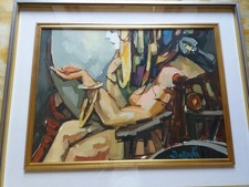 Quadro olio su tela Carlo Barzaghi Cariatide 50 x 80