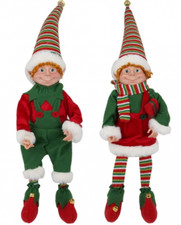 ELFO NATALIZIO cm. 63 con vestito in tessuto