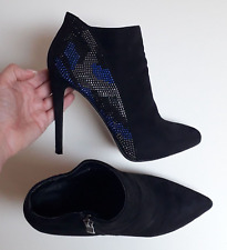 GOLD & GOLD stivaletti con tacco neri e blu n 39 strass tronchetti pelle donna