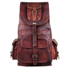 Zaino Da Escursionismo In Vera Pelle Fatta A Mano Unisex Marrone Per Laptop