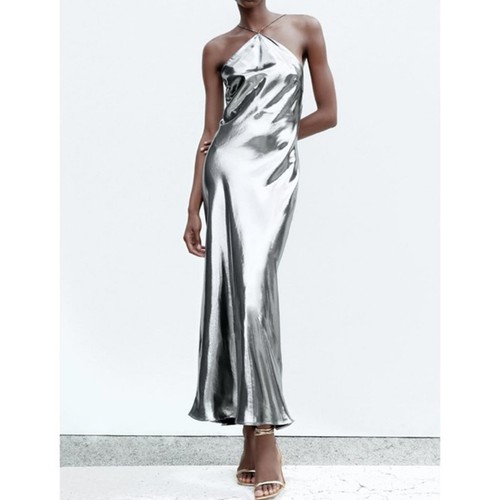 Maxi abito slip - zara, nuovo