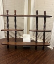 Mensola da parete in legno 3 ripiani vintage Interpur metà secolo espositore mandrino 21x17” MCM