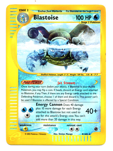 Blastoise 165 reverse holo - blastoise, holo-
