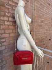 Moschino Crossbody Shoulder Bag Vintage Red Nylon Gold Chain Gold Letters RARE❤️
