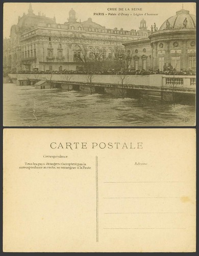 Paris flood 1910 old - paris, postcard