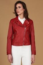 Chiodo in Pelle Rossa Donna