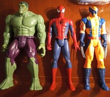 Lotto 3 Personaggi Marvel Figure Supereroi Wolverine Spiderman Hulk