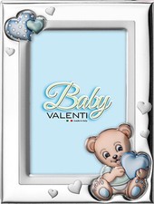 Valenti&Co - Cornice Porta Foto in Argento con dettaglio orsetto dipinto a Color