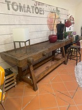 Banco da falegname restaurato - Bancone in legno massello d'epoca, arredo unico