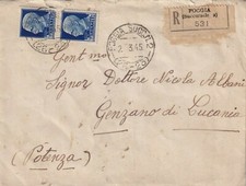 12637--REGNO, PUGLIA, RACCOM. DA FOGGIA A GENZANO DI LUCANIA, 50+50 "PM" +1.25X2