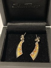 Sheila Fleet Skara Shard Bellissimi Orecchini a Goccia Smaltati 2,8 cm.