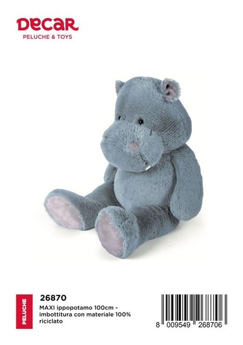 Peluche ippopotamo 100 - ippopotamo, cm.100