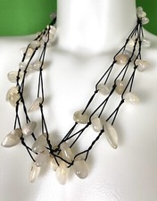 ? COLLANA BIGIOTTERIA VINTAGE PIETRE DURE QUARZO BIANCO BIJOUX