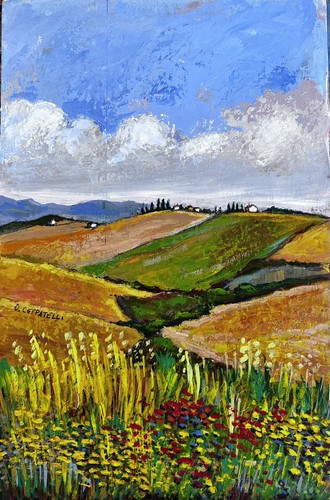 Paesaggio toscano olio - “paesaggio, toscano”