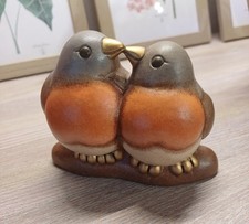 Statuina coppia di uccellini pettirosso Thun perfette condizioni