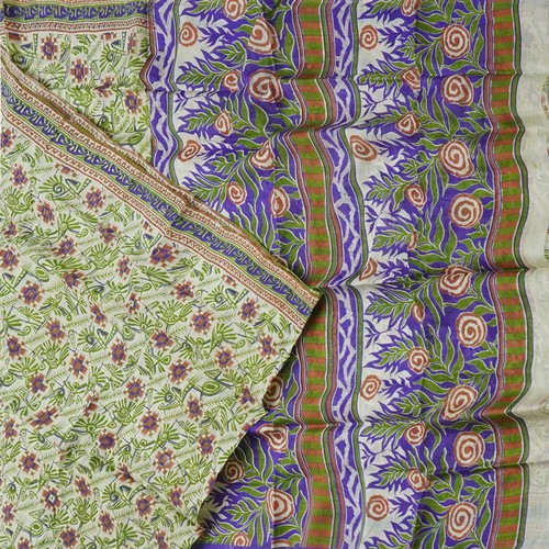 Sari vintage verde 100 sete - verde, 100%
