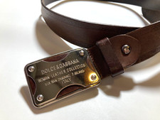 DOLCE & GABBANA VINTAGE FIBBIA METALLO DONNA LOGO PELLE LARGA MARRONE D&G DG ...