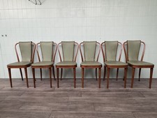 Set Di 6 Sedie Italiane Vintage In Faggio E Seduta In Skai Verde Anni 50