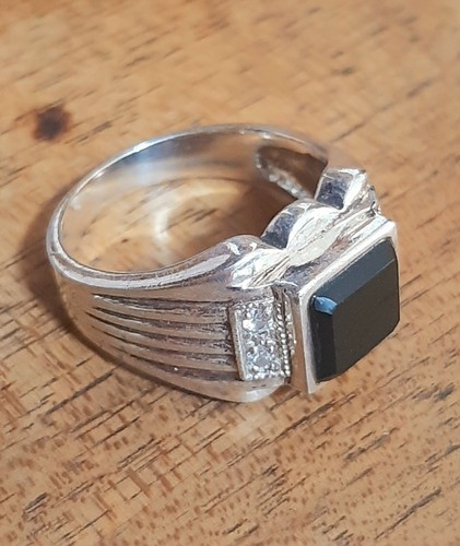 Anello argento uomo 925 onice - 925,