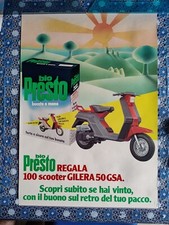 Grande Poster Originale Anni ' 80  Concorso "Bio Presto" regala Gilera 50 GSA 