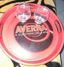 LOTTO 3 PZ AMARO AVERNA VASSOIO METALLLO + 2 BICCHIERI VETRO STOCK BLOCCO