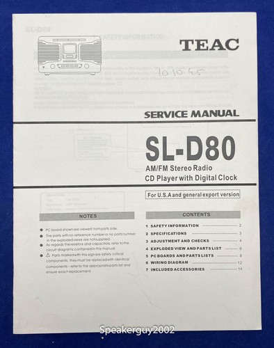 Manuale servizio radio teac - di,