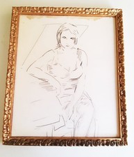 Antico disegno,dipinto con cornice in oro intagliata Misura quadro cm. 30,5x36,5