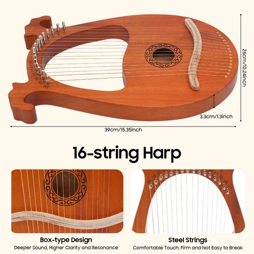 Lyre harp corpo mogano - lyre, 16