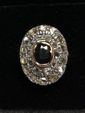 ANELLO ORO 750- ZAFFIRO DIAMANTI TAGLIO ROSA ANNI 50