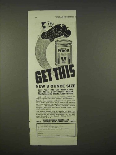 Pubblicità olio pyroil 1938 - pubblicità,